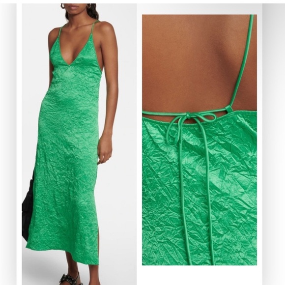 Ganni Crinkled Satin Slip Dress Women's S